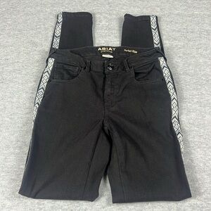 Ariat Skinny Jeans Women’s Size 26R Embroidered Stripe Western Aztec Black
